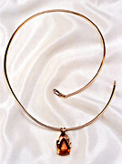 Citrine and Diamond Pendant w/ Wire Chain